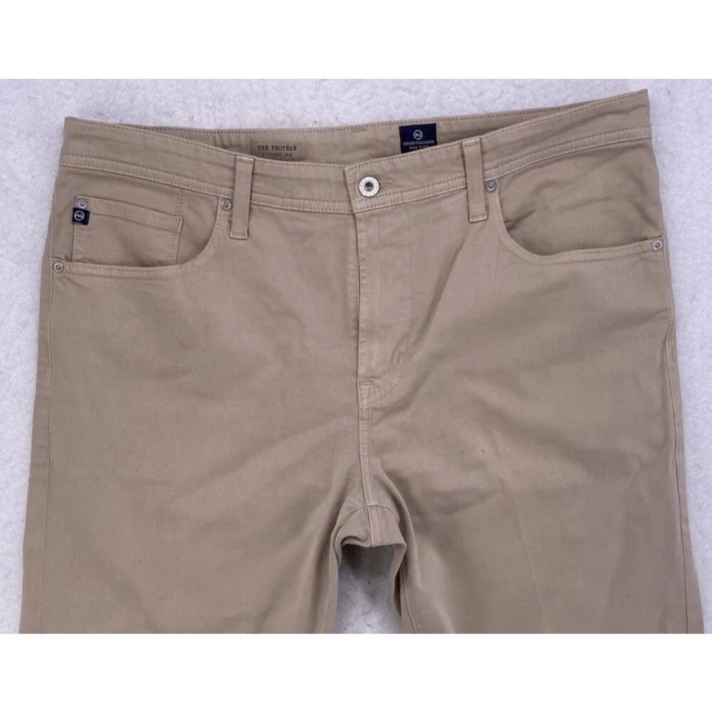 AG Adriano Goldschmied The Protege Straight Leg Pants 38x34 Khaki Tan Made in US
